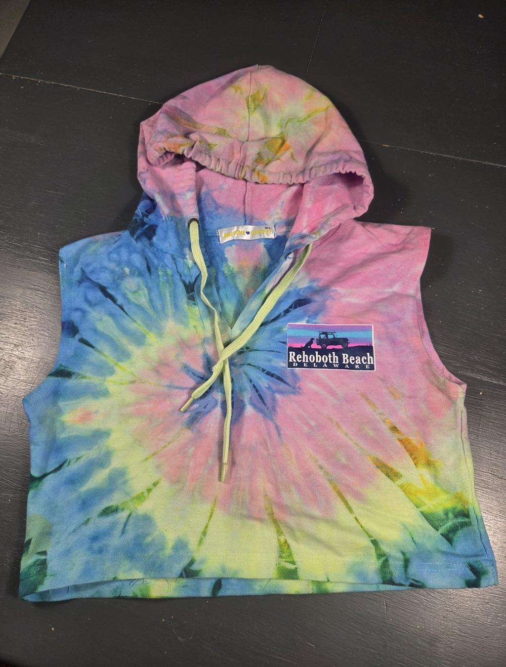 Awesome Concept Women's XL Tie-Dye Sleeveless Pullover Hoodie Rehoboth Beach